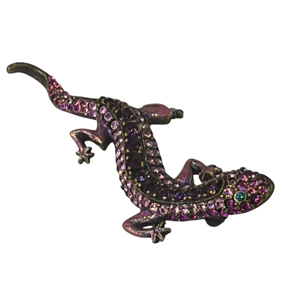 Jay Strongwater Pink Swarovski Crystal Lizard Salamander Brooch Pin Signed